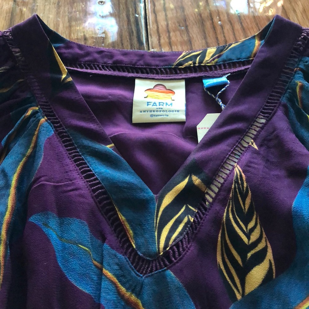 Anthropologie Farm Rio Jennifer Feather Blouse - Picture 4 of 5